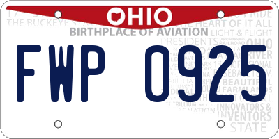 OH license plate FWP0925