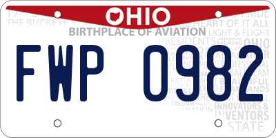 OH license plate FWP0982