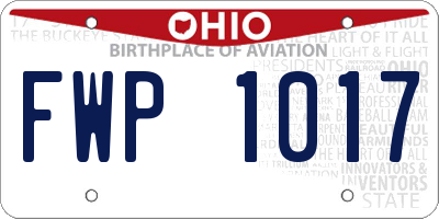 OH license plate FWP1017