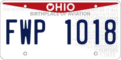 OH license plate FWP1018