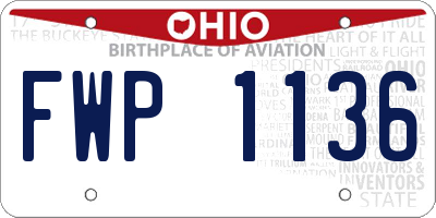 OH license plate FWP1136