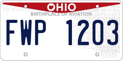 OH license plate FWP1203