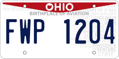 OH license plate FWP1204