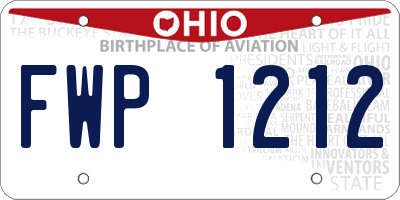 OH license plate FWP1212