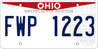 OH license plate FWP1223
