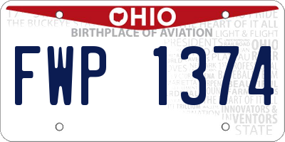OH license plate FWP1374