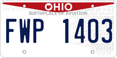 OH license plate FWP1403