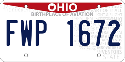 OH license plate FWP1672