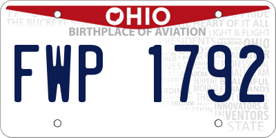 OH license plate FWP1792
