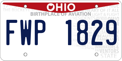 OH license plate FWP1829