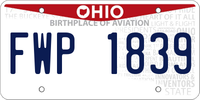 OH license plate FWP1839