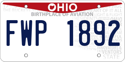 OH license plate FWP1892