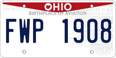 OH license plate FWP1908