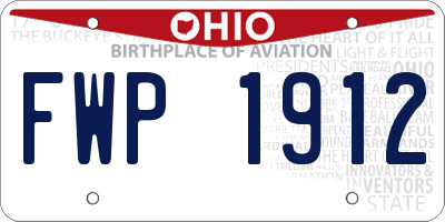 OH license plate FWP1912