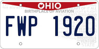 OH license plate FWP1920