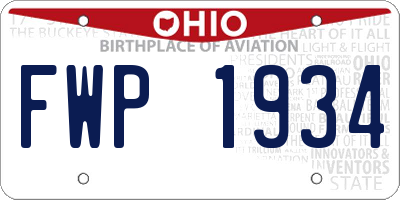 OH license plate FWP1934