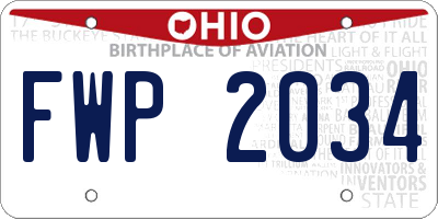 OH license plate FWP2034