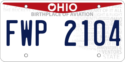 OH license plate FWP2104