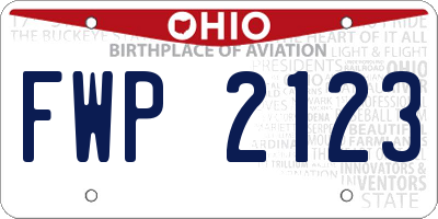 OH license plate FWP2123