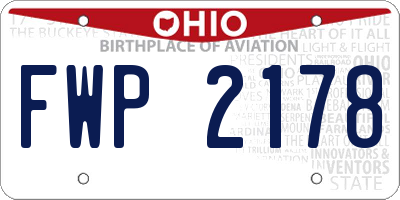 OH license plate FWP2178