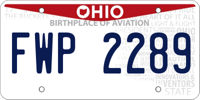 OH license plate FWP2289