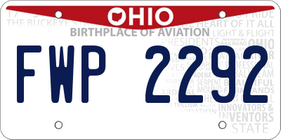 OH license plate FWP2292