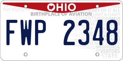 OH license plate FWP2348