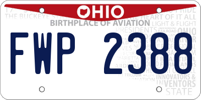 OH license plate FWP2388