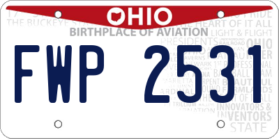 OH license plate FWP2531