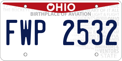 OH license plate FWP2532