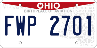 OH license plate FWP2701