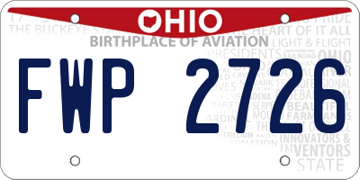 OH license plate FWP2726