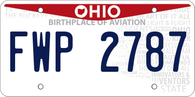 OH license plate FWP2787