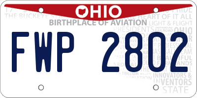 OH license plate FWP2802