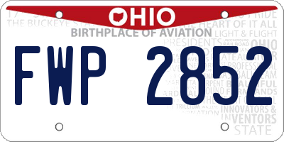 OH license plate FWP2852