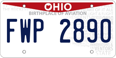 OH license plate FWP2890