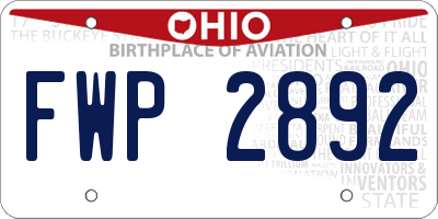 OH license plate FWP2892