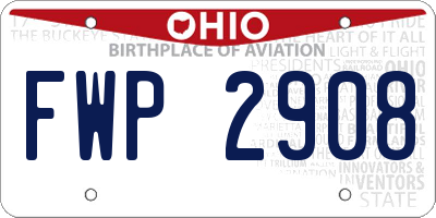 OH license plate FWP2908