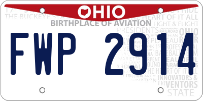 OH license plate FWP2914