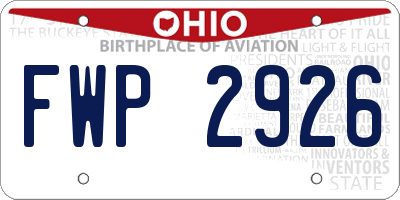 OH license plate FWP2926
