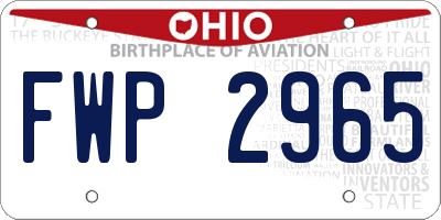 OH license plate FWP2965