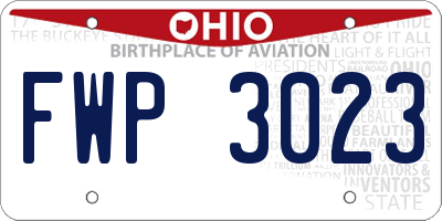 OH license plate FWP3023