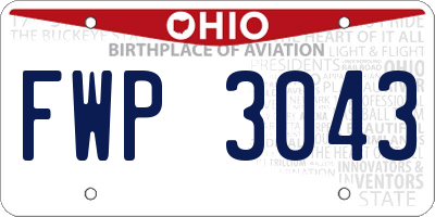 OH license plate FWP3043