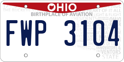 OH license plate FWP3104