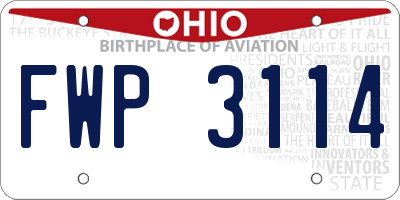 OH license plate FWP3114
