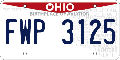 OH license plate FWP3125