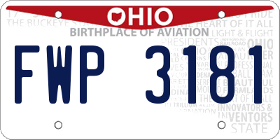 OH license plate FWP3181