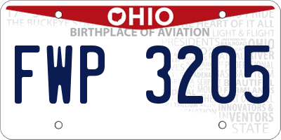 OH license plate FWP3205