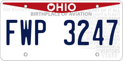 OH license plate FWP3247