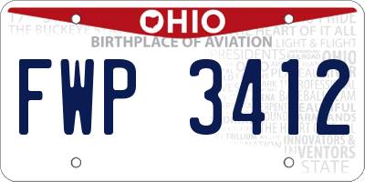 OH license plate FWP3412